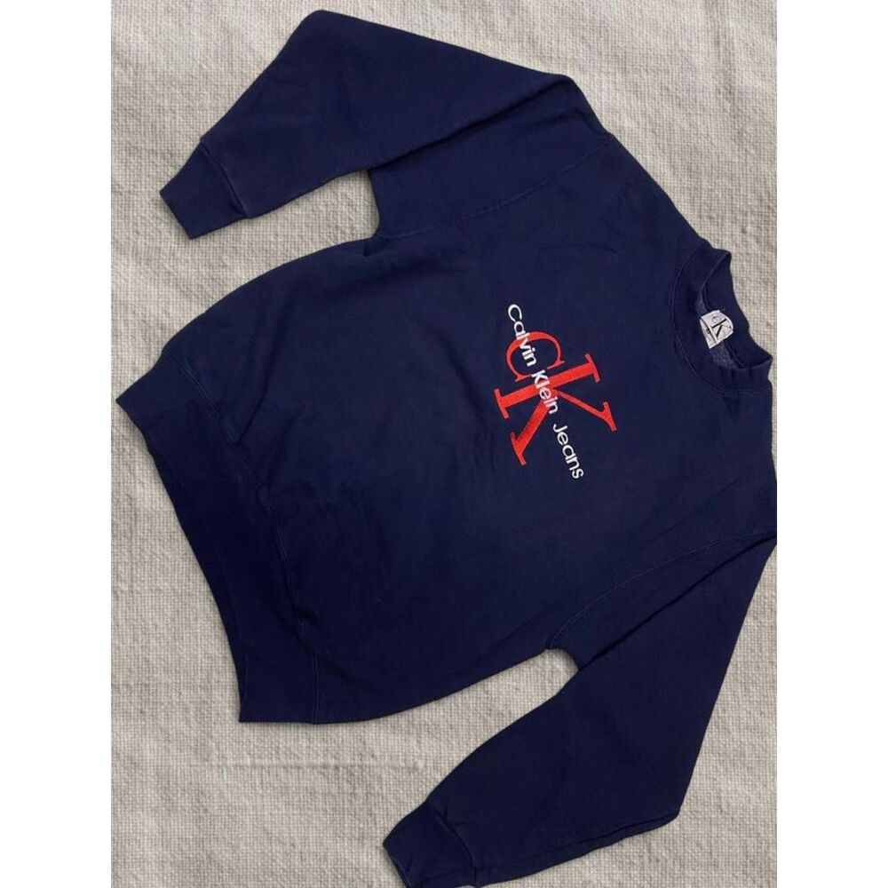 Y2K Calvin Klein Embroidered Athletic Gym Casual Sportswear Crewneck Sweater